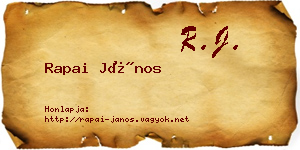 Rapai János névjegykártya